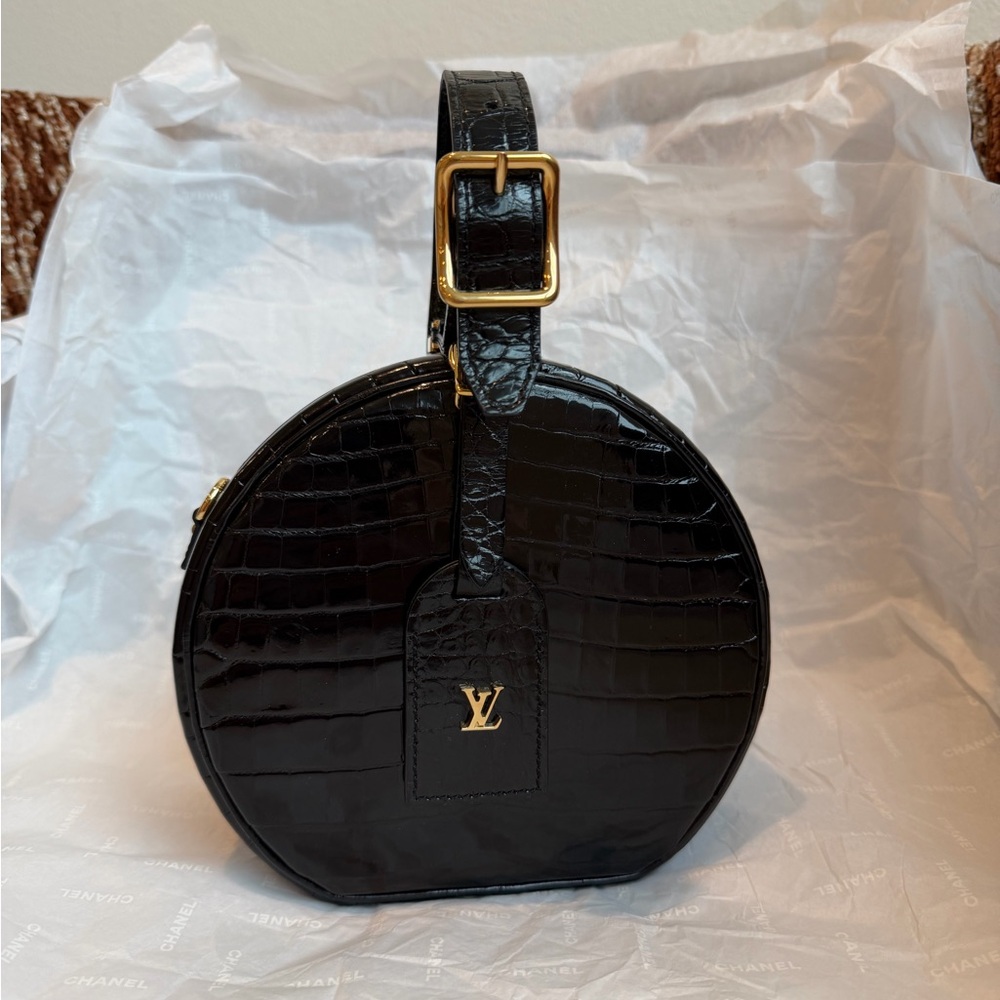 Louis Vuitton black alligator petite boite chapeau crossbody bag